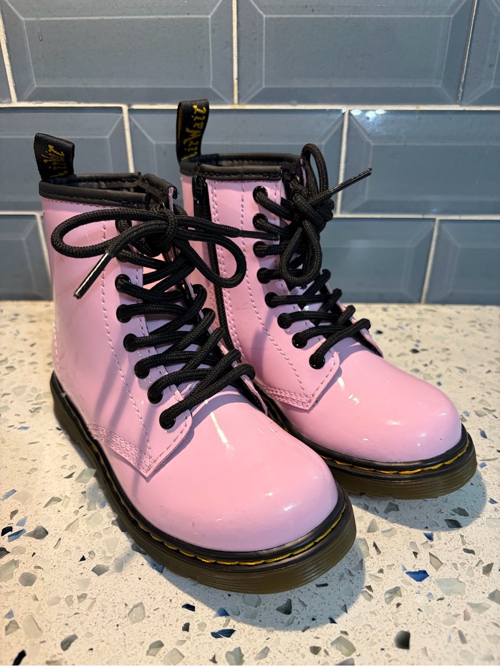 Dr. Martens Girls' 1460 8-Eye Patent Boot Pale Pink Size 11